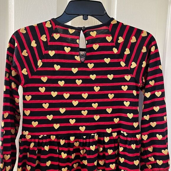 Crewcuts J Crew Navy Red Striped Gold Hearts Dress Girls Size Medium 8-9 NWT - Picture 9 of 11
